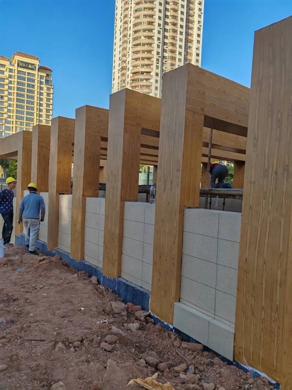 園林建筑木紋漆，內外墻木紋漆，藝術涂料廠家施工